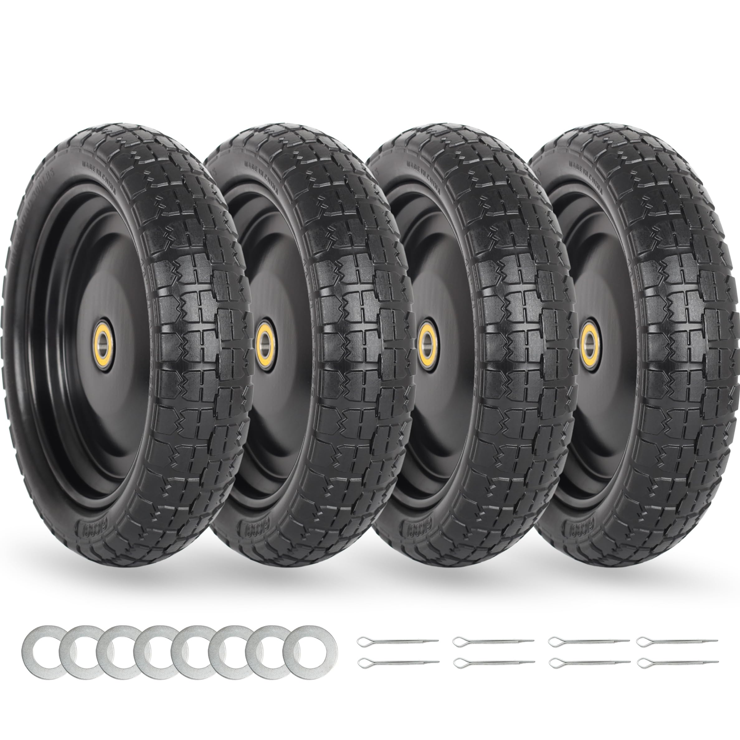 GICOOL front view of full wheel assembly showing durable rim and tire benefit: long-lasting replacement