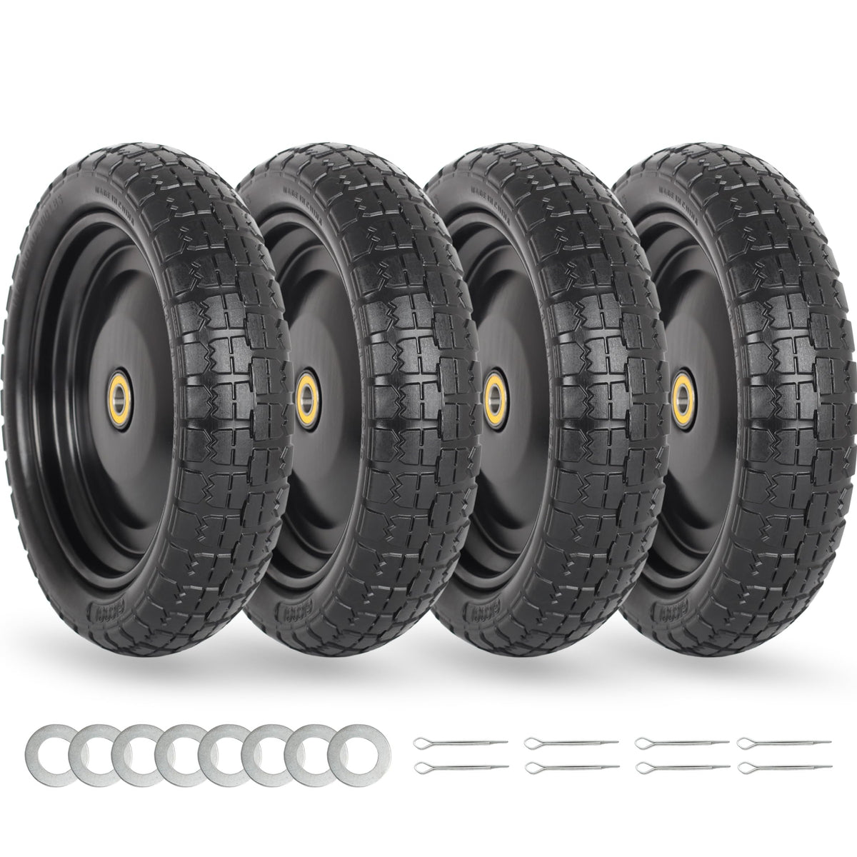 GICOOL front view of full wheel assembly showing durable rim and tire benefit: long-lasting replacement