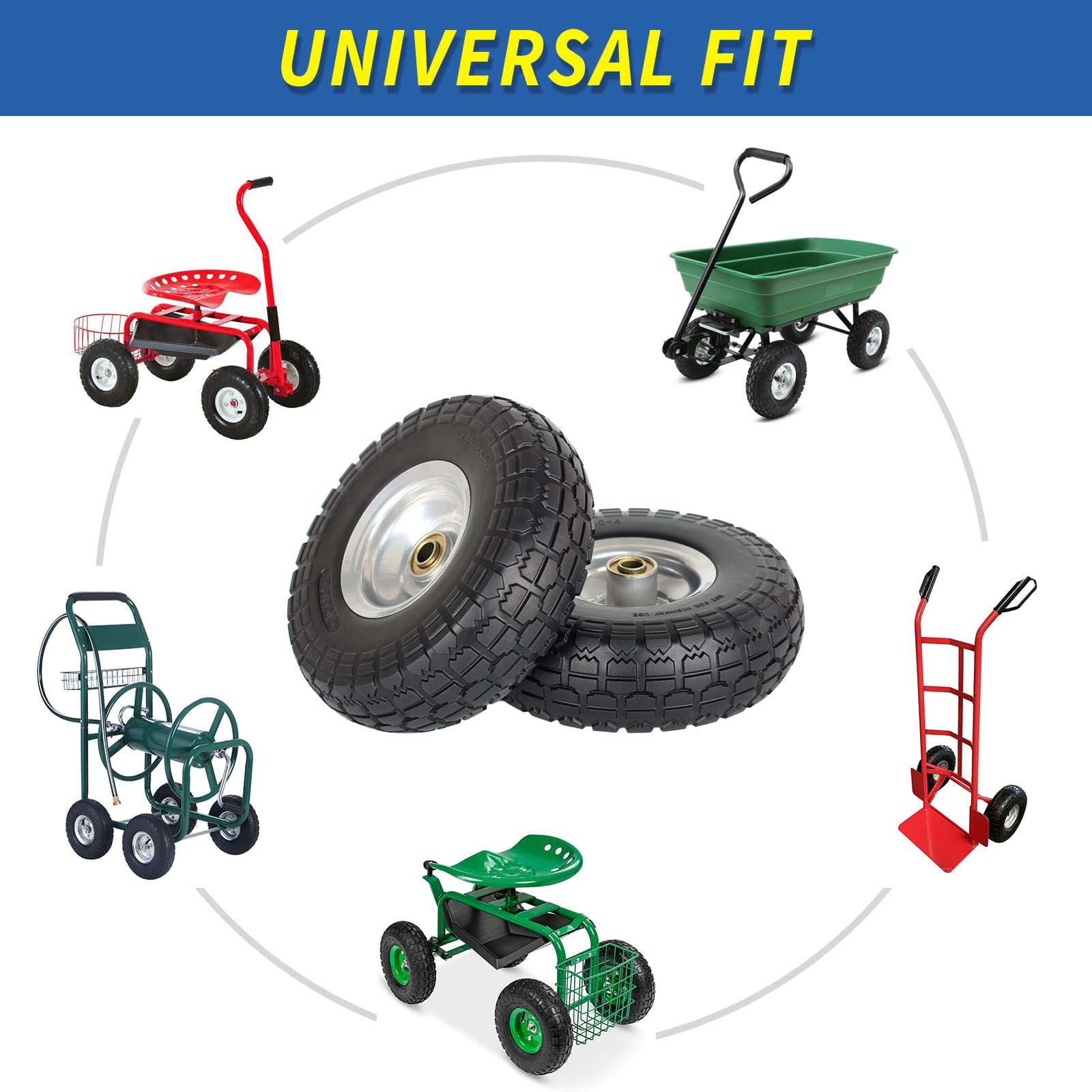 GICOOL wheel installed on garden wagon showing stability and load handling benefit