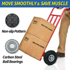 GICOOL wheel installed on a hand truck demonstrating easy swap and stable rolling