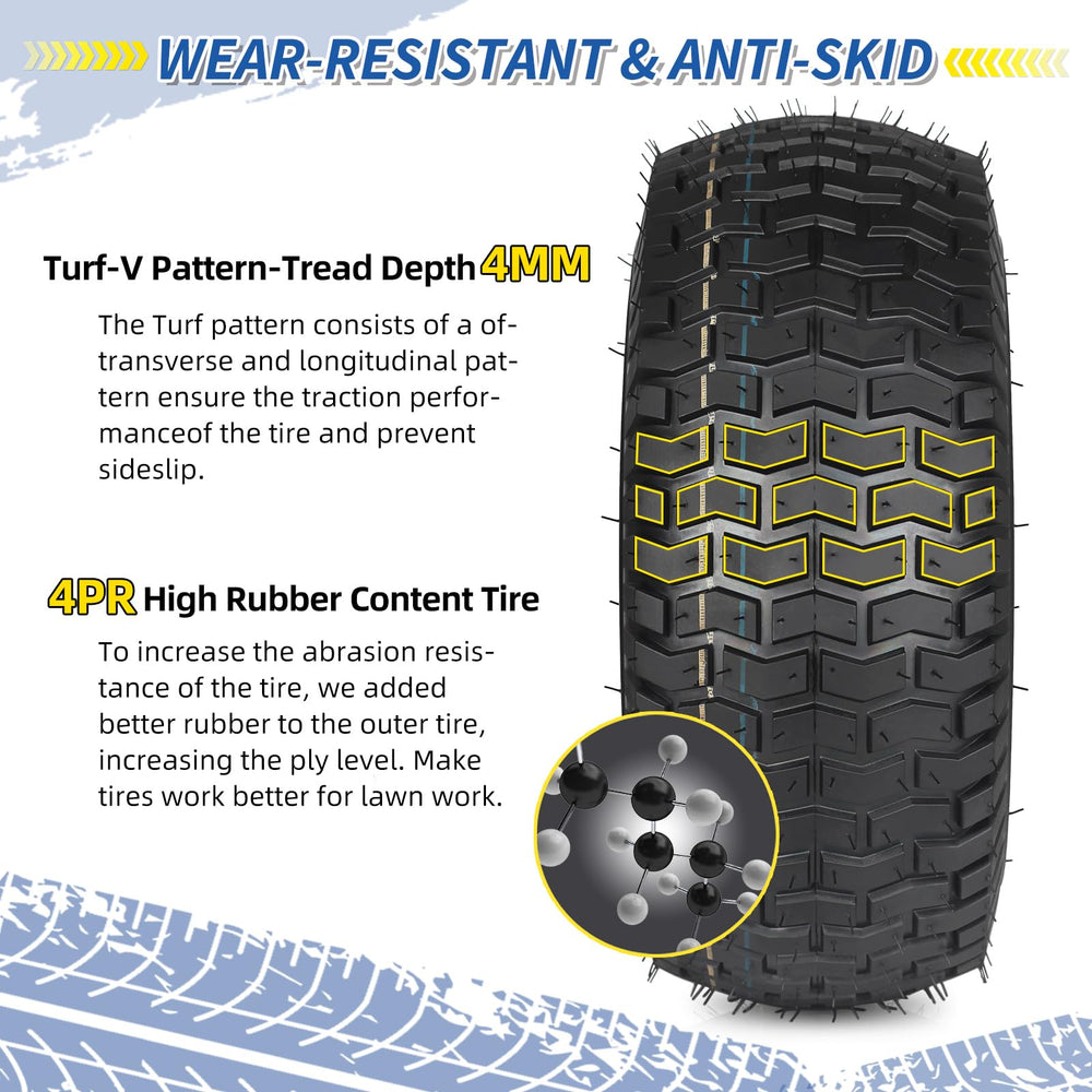 GICOOL tire installed on mower front demonstrating fit and handling