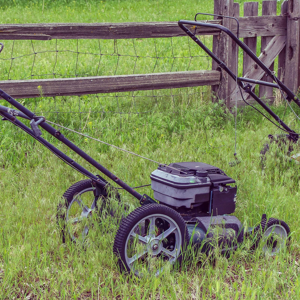GICOOL wheel installed on lawn mower illustrating improved maneuverability