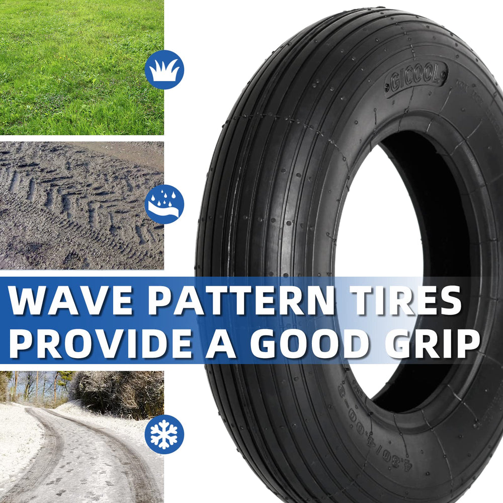 GICOOL tire installed on garden cart in yard, reliable performance outdoors