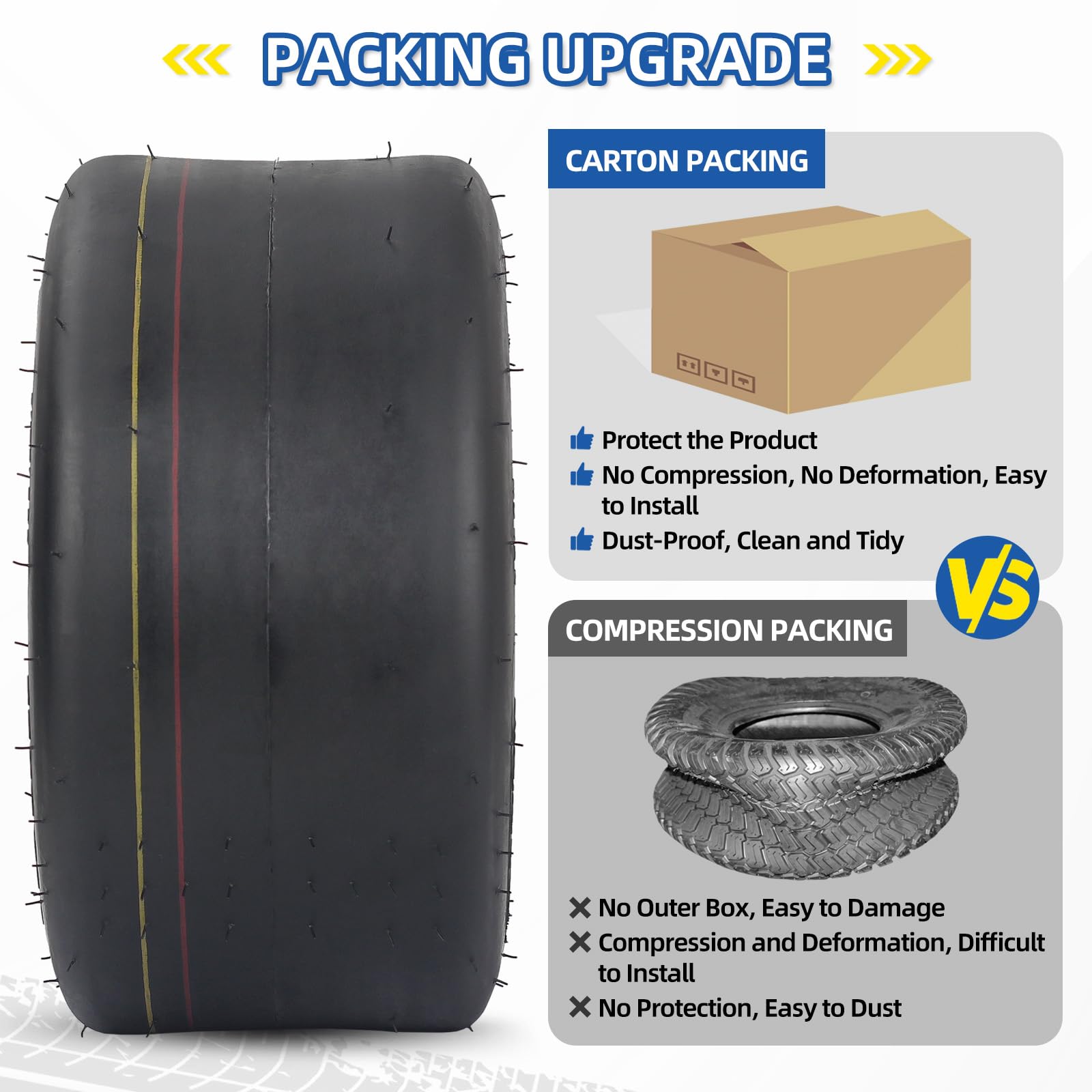 GICOOL tire fitted on garden tractor in yard highlighting durable utility use