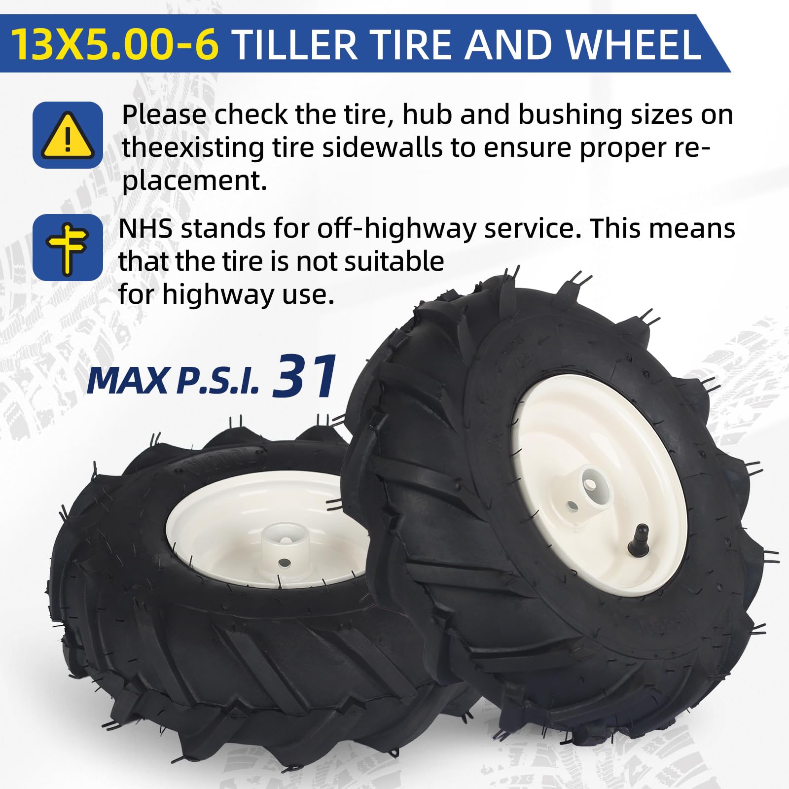 GICOOL tire on garden tractor in field for improved tilling performance