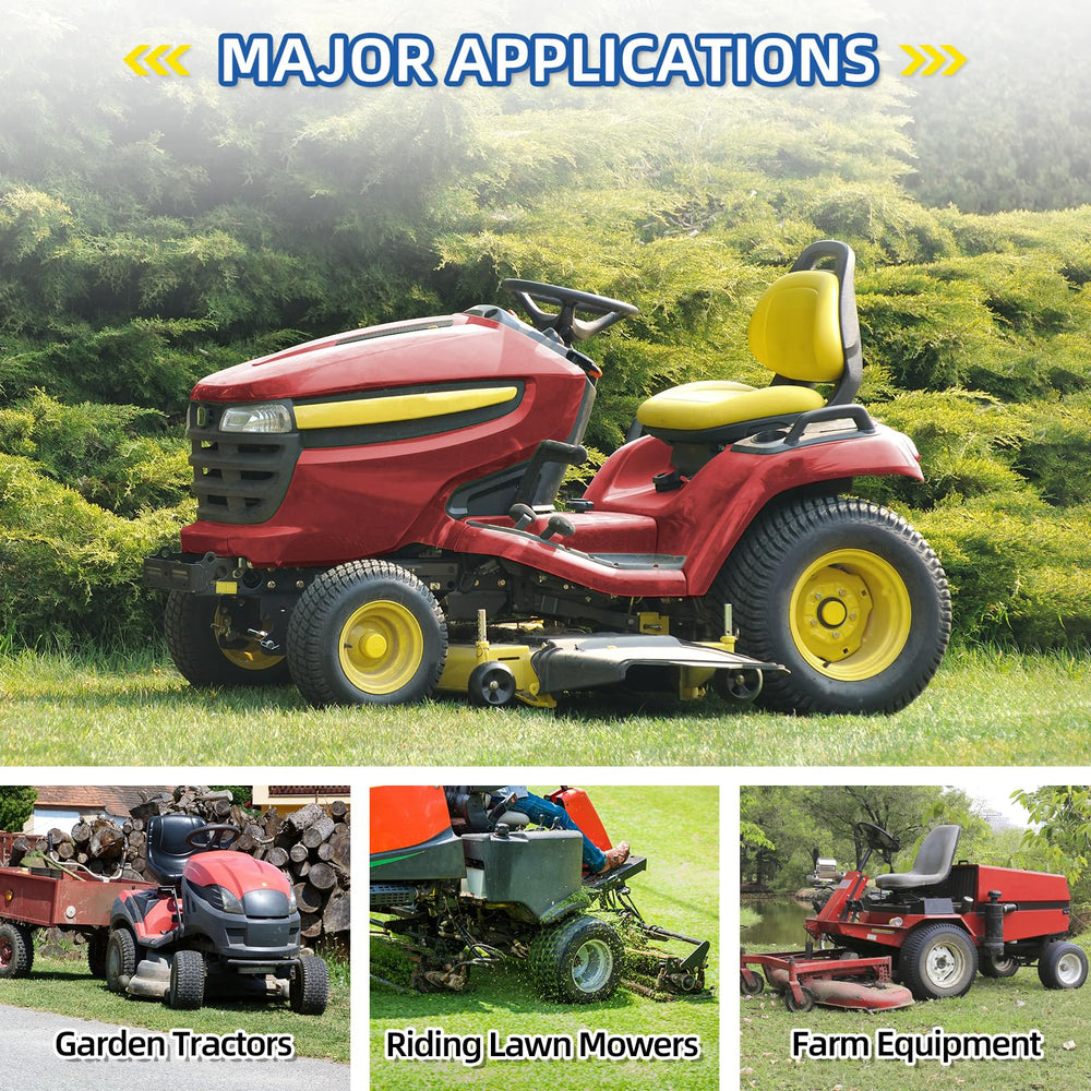 GICOOL tire mounted on garden tractor wheel showing stable ride benefit