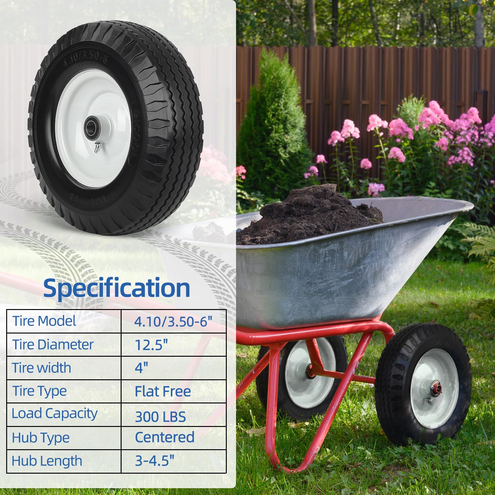 GICOOL wheel mounted on lawnmower in use for reliable puncture-proof operation