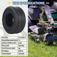 GICOOL tire mounted on a riding mower demonstrating improved handling and stability