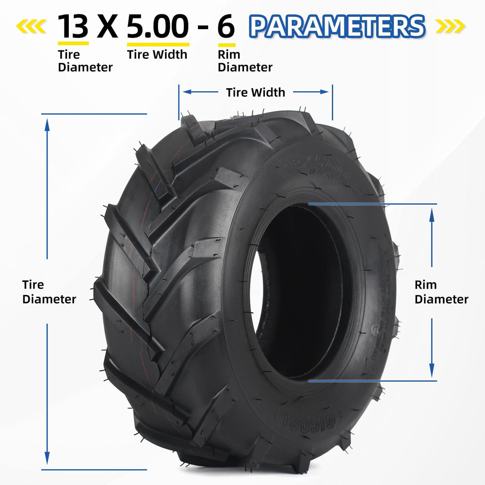 GICOOL tire mounted on rim installed on mower demonstrating fit