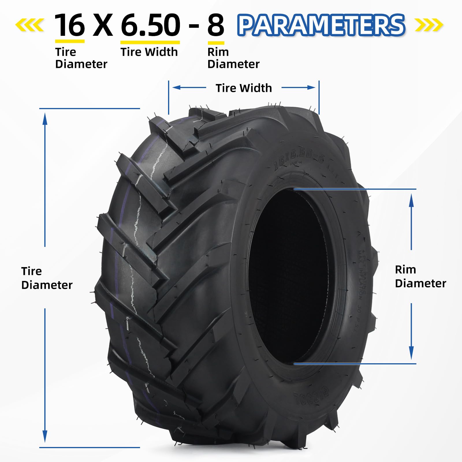 GICOOL tire mounted on a lawn mower demonstrating stable traction during mowing