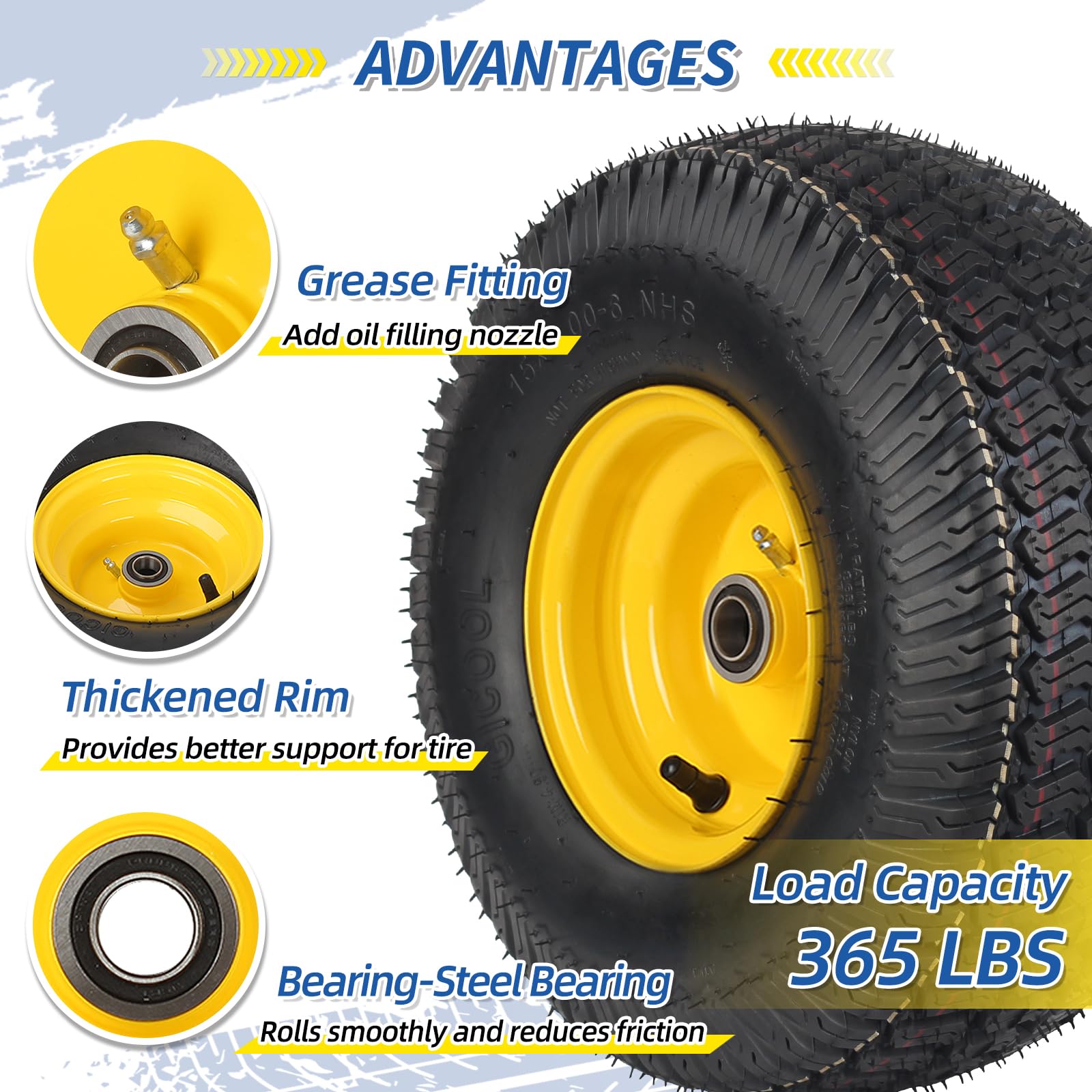 GICOOL wheel installed on a riding mower axle showing fit and proper clearance