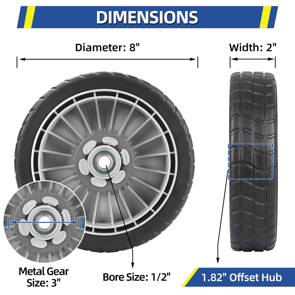 GICOOL rear wheel close-up showing metal gear for reliable traction and durability