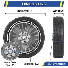 GICOOL rear wheel close-up showing metal gear for reliable traction and durability