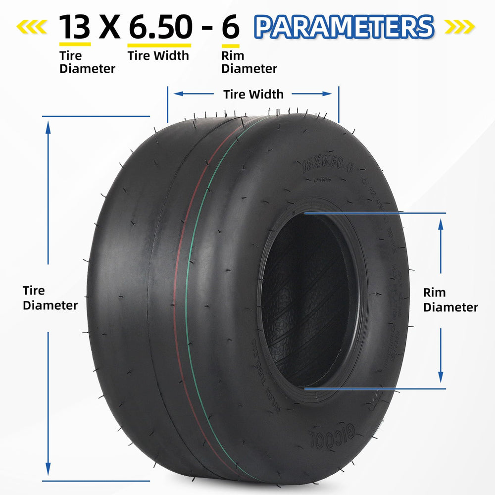 GICOOL tire next to ruler showing accurate 13 inch diameter