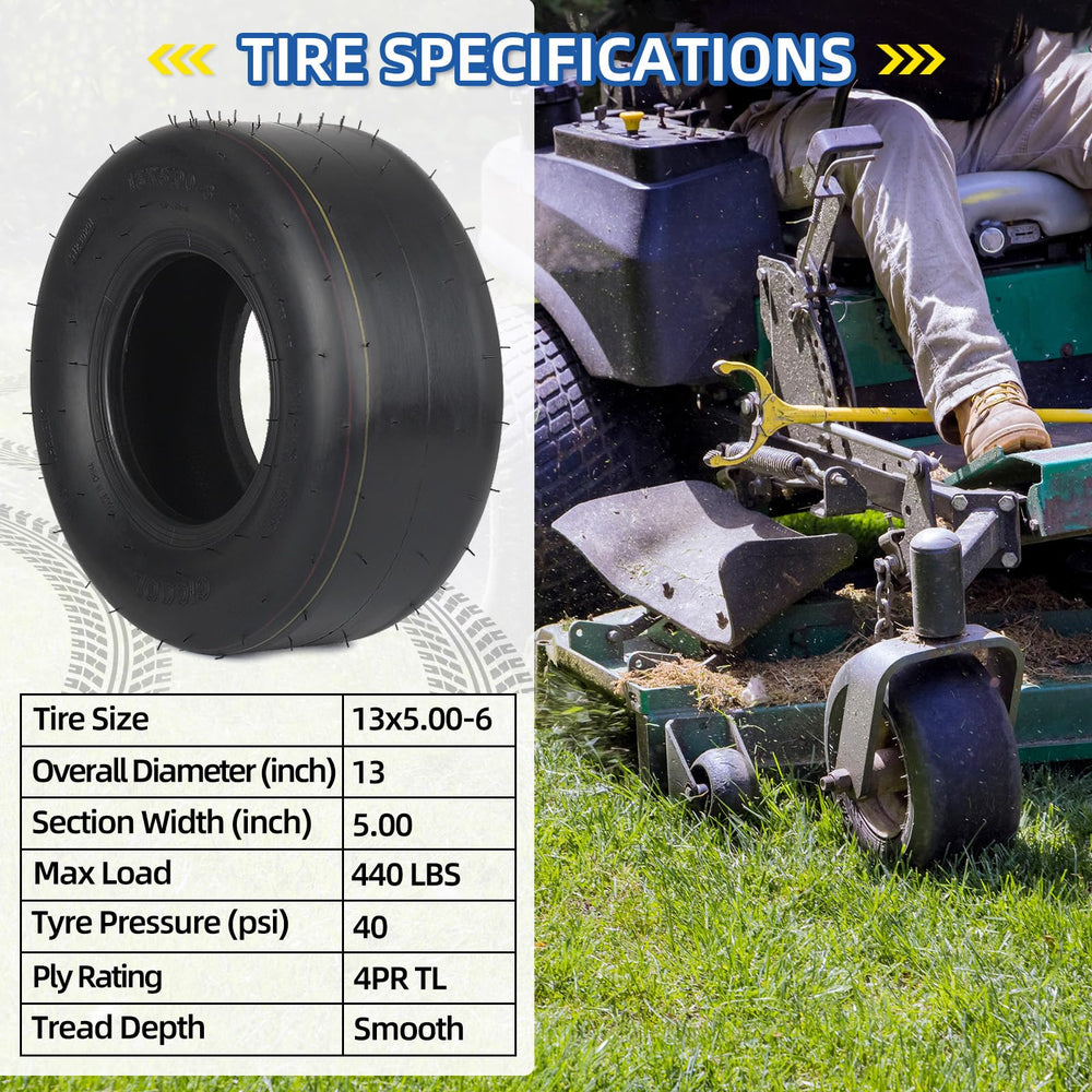 GICOOL side profile showing 13" diameter and 5" width to confirm correct mower fit