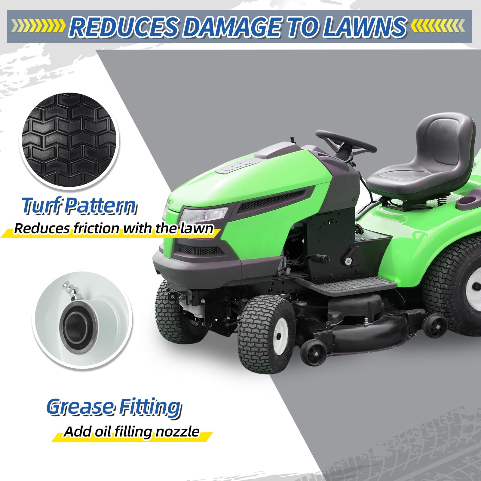 GICOOL side profile wheel on grass demonstrating low turf disturbance