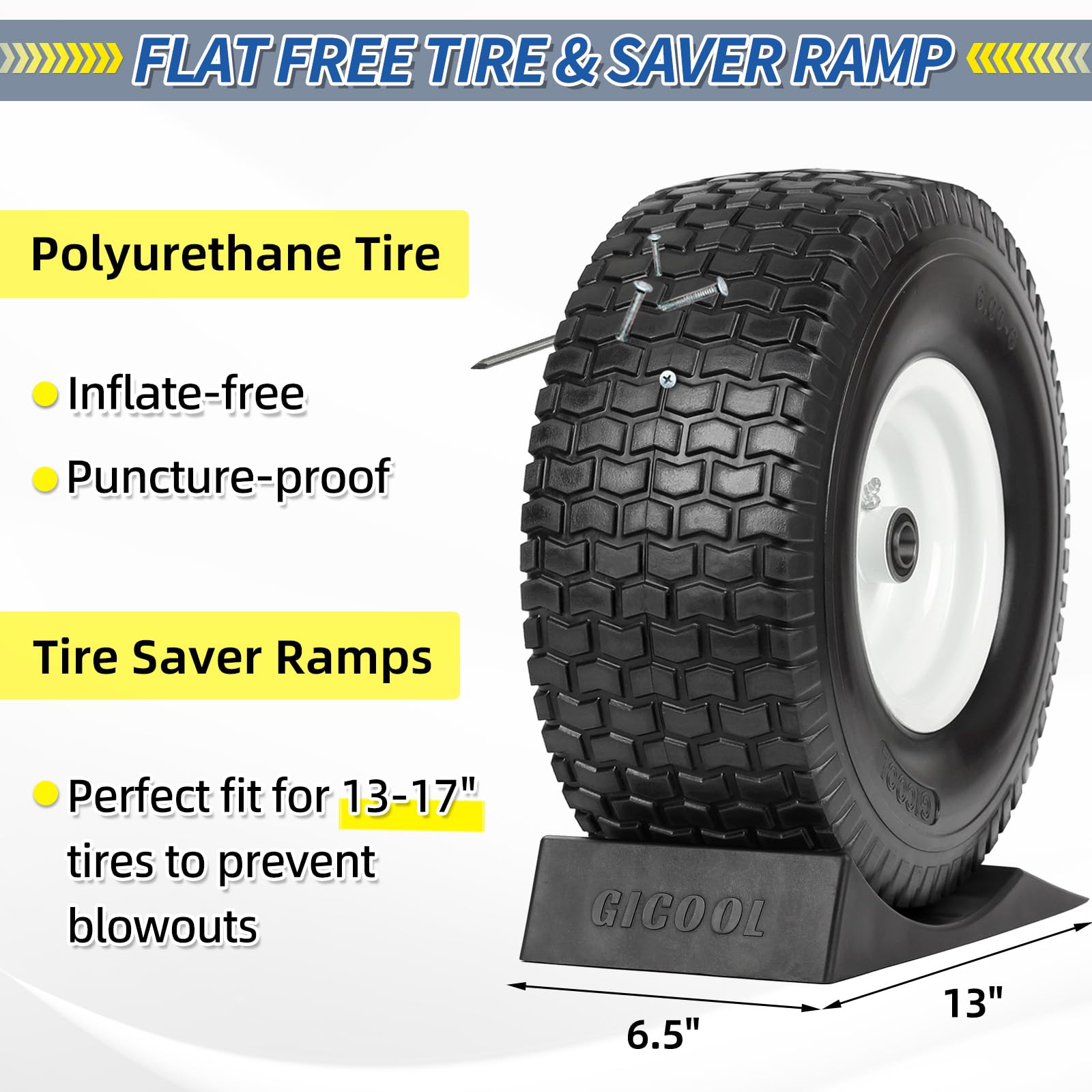 GICOOL tire saver ramps and mounting hardware preventing flat spots