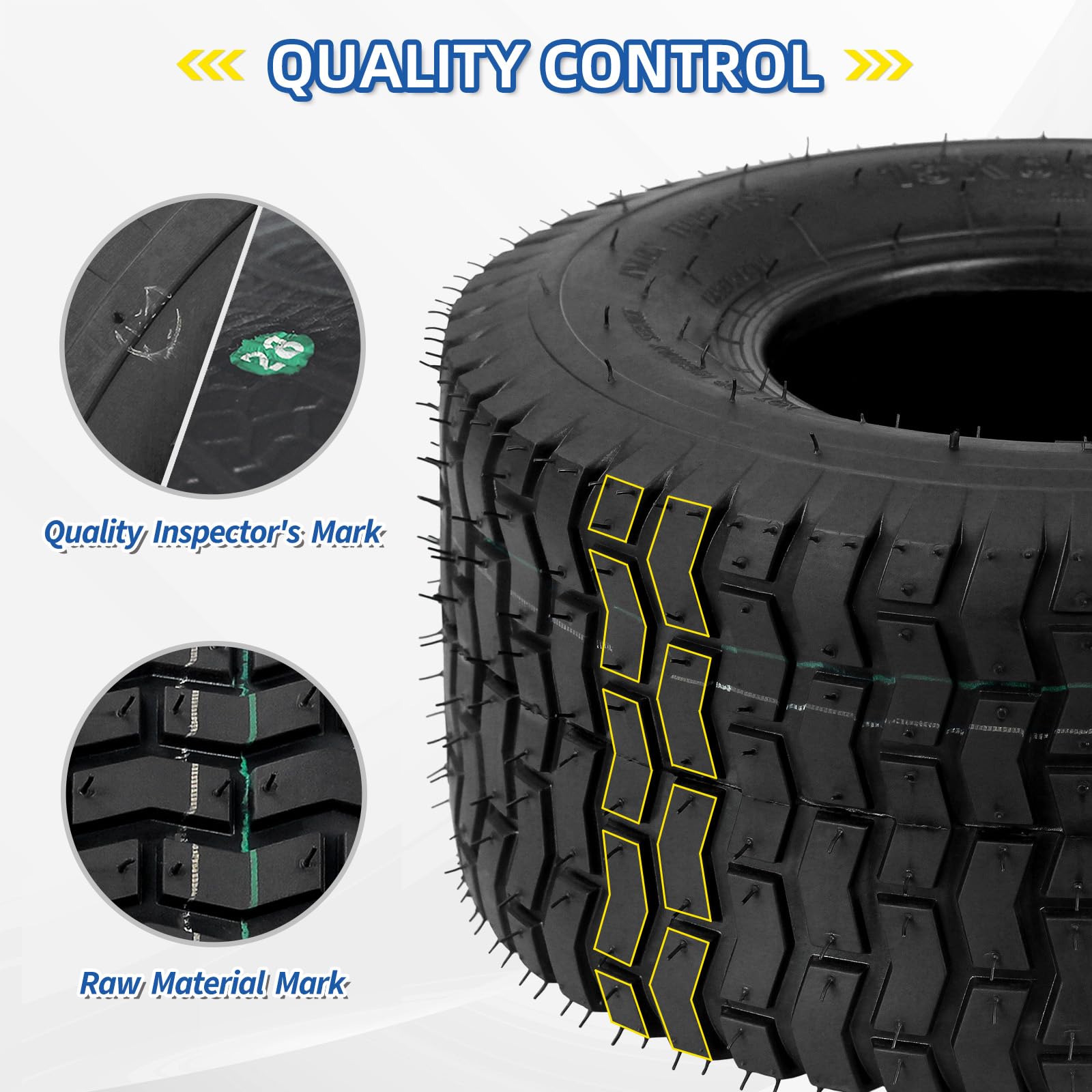 GICOOL close-up of Turf-V tread pattern for gentle lawn traction benefit