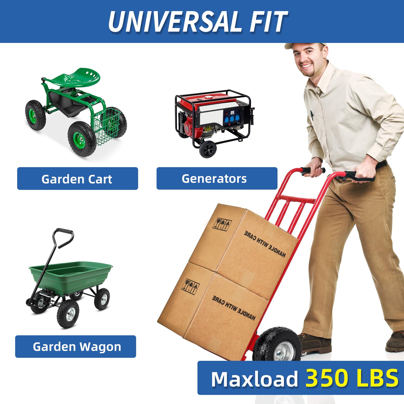 GICOOL wheel installed on hand truck demonstrating smooth rolling