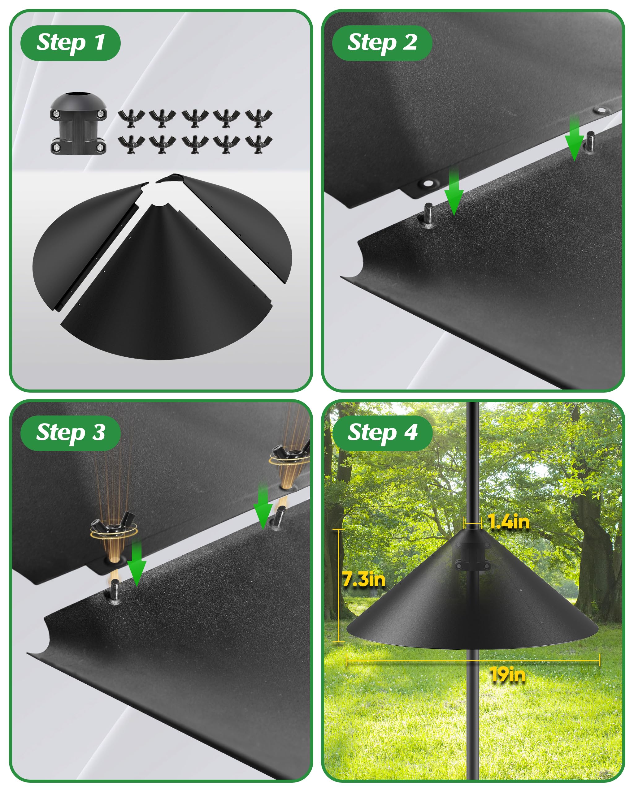GIEERE included hardware layout for quick, tool-free installation
