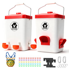 GIFANK front view of feeder and waterer showing full capacities and easy access