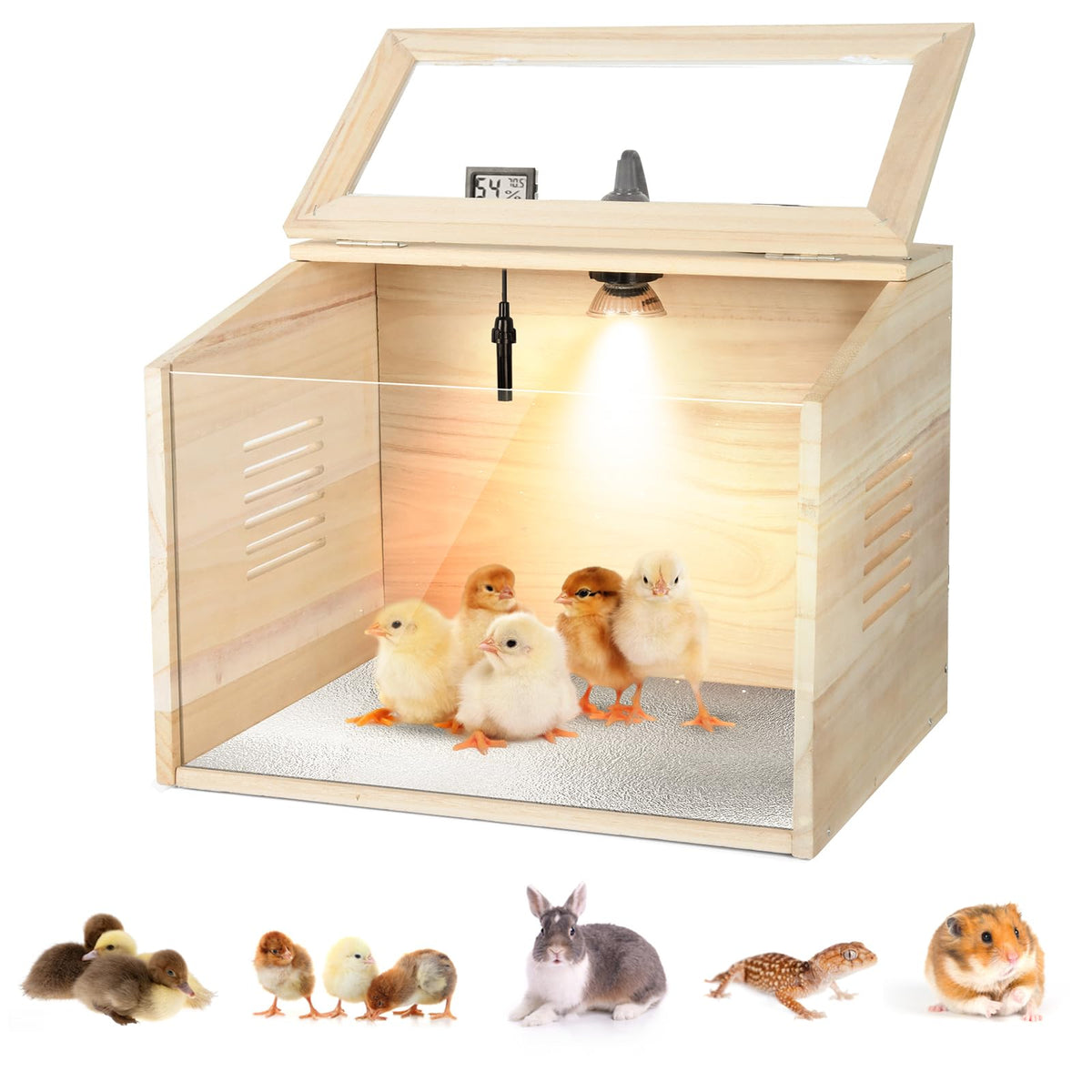 GIFANK front view brooder box showing compact portable coop and easy setup