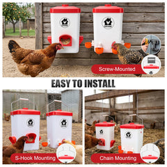 GIFANK feeder and waterer hanging on wire mesh for space-saving installation