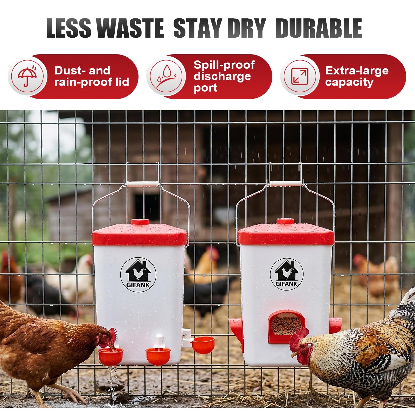 GIFANK waterer close-up of cap and drinking cup for clean, steady water
