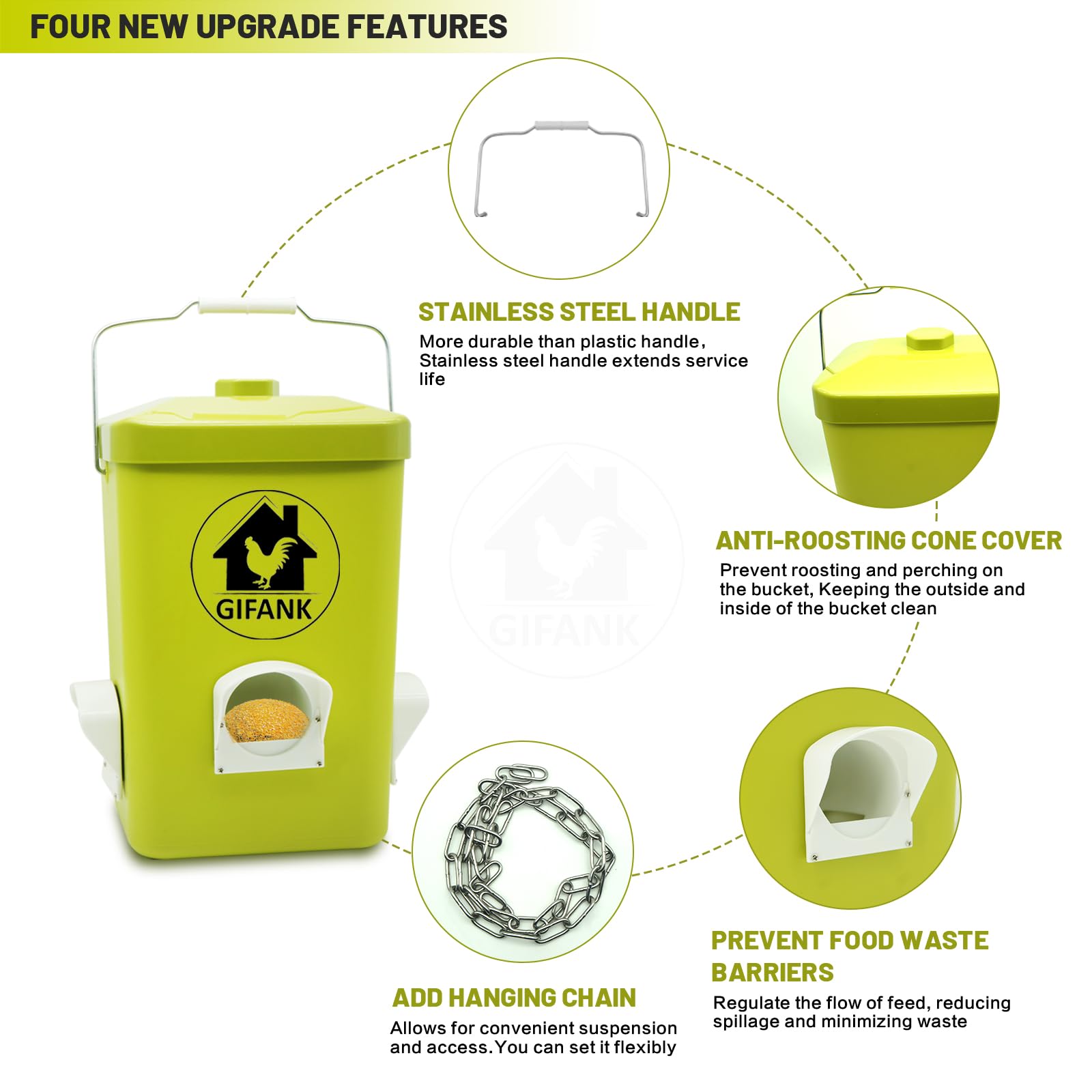 GIFANK waterer nipple closeup, reliable drip control reduces spills