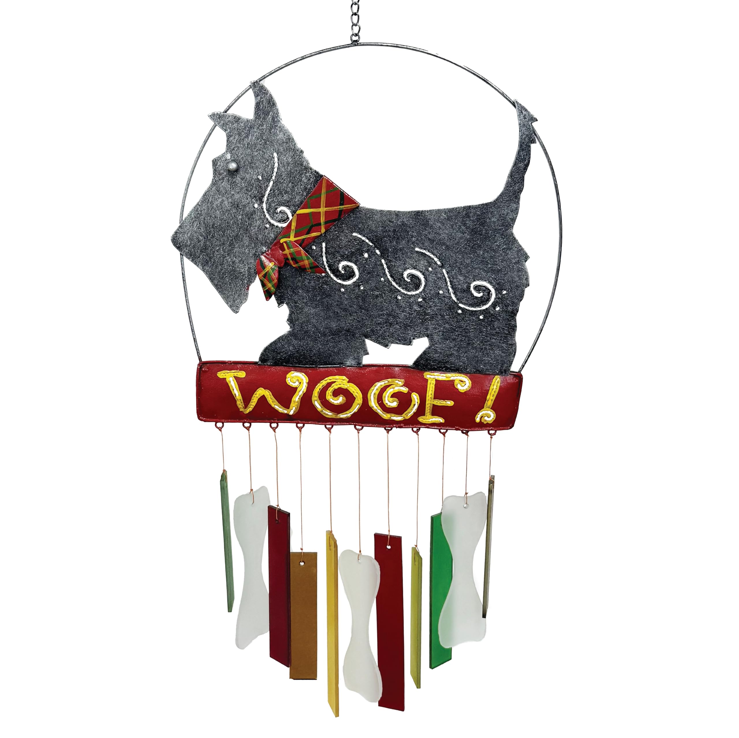 Gift Essentials Angus Scottie dog front view showing blue glass charm and cheerful design