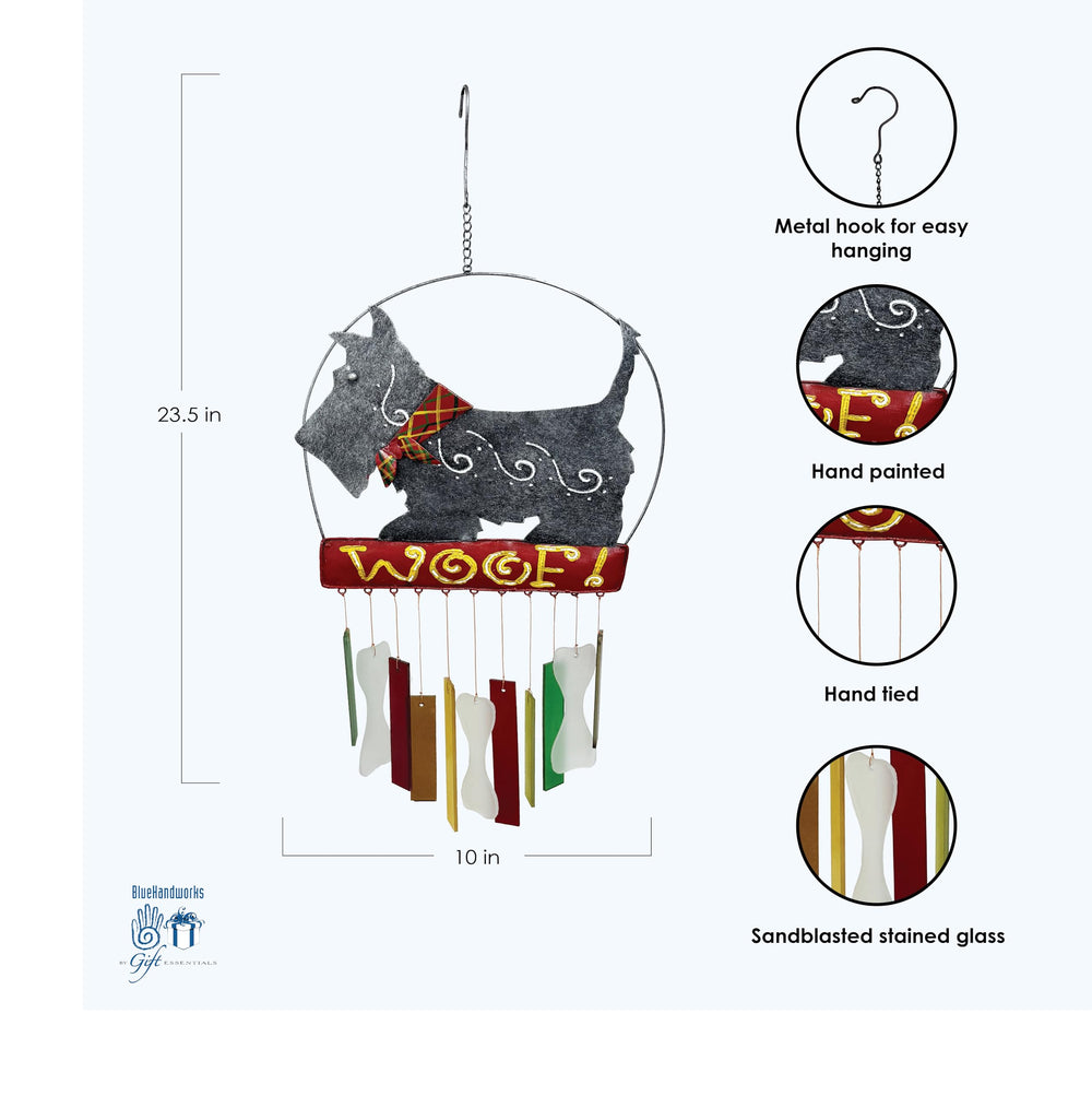 Gift Essentials Angus Scottie hanging in a sunny window casting blue light for atmosphere