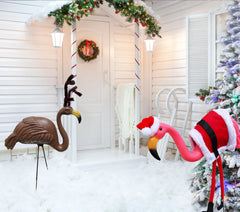 GiftExpress flamingo costume close-up highlighting festive details and durability