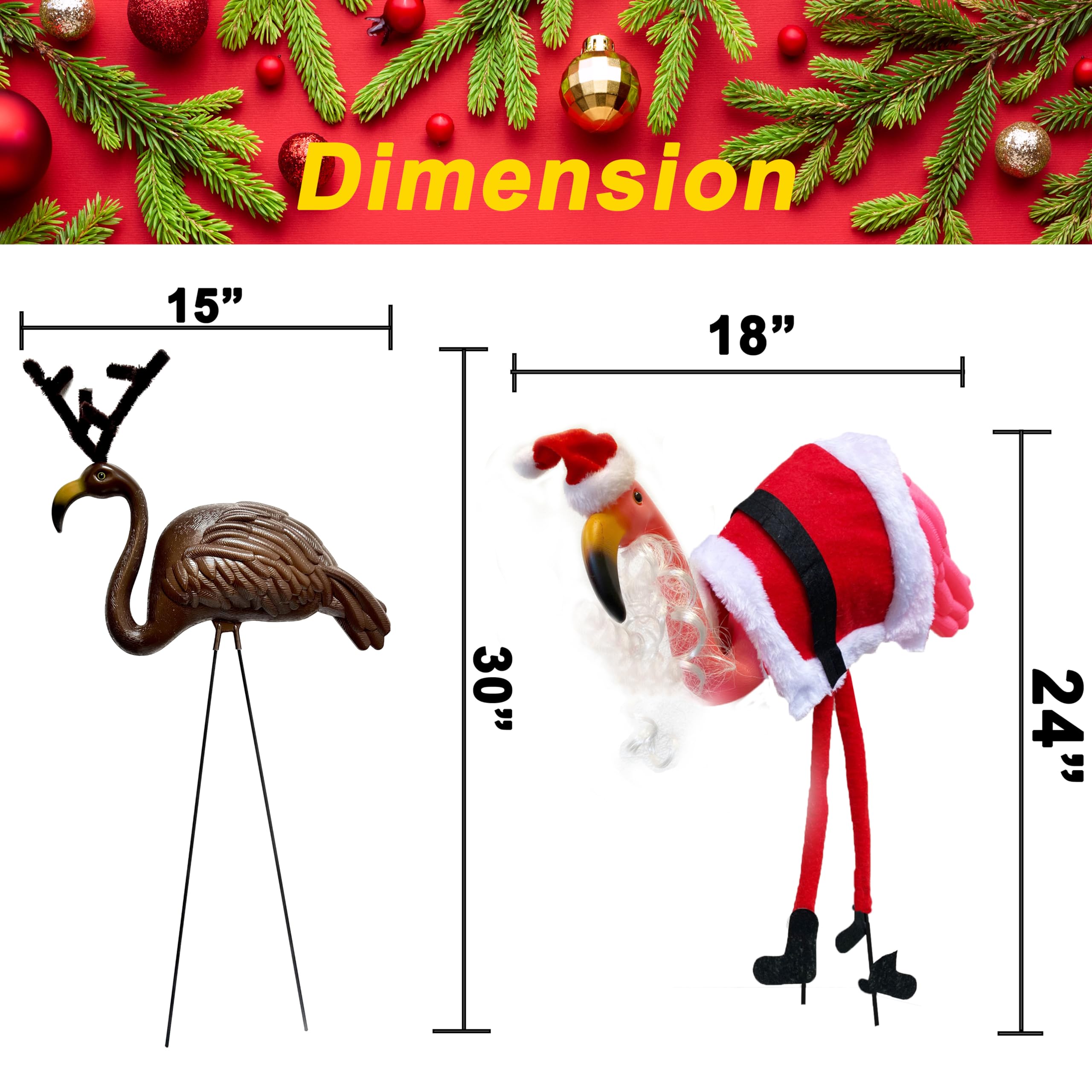 GiftExpress flamingo lawn display at night with lights adding curb appeal