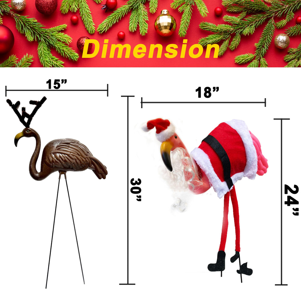 GiftExpress flamingo lawn display at night with lights adding curb appeal