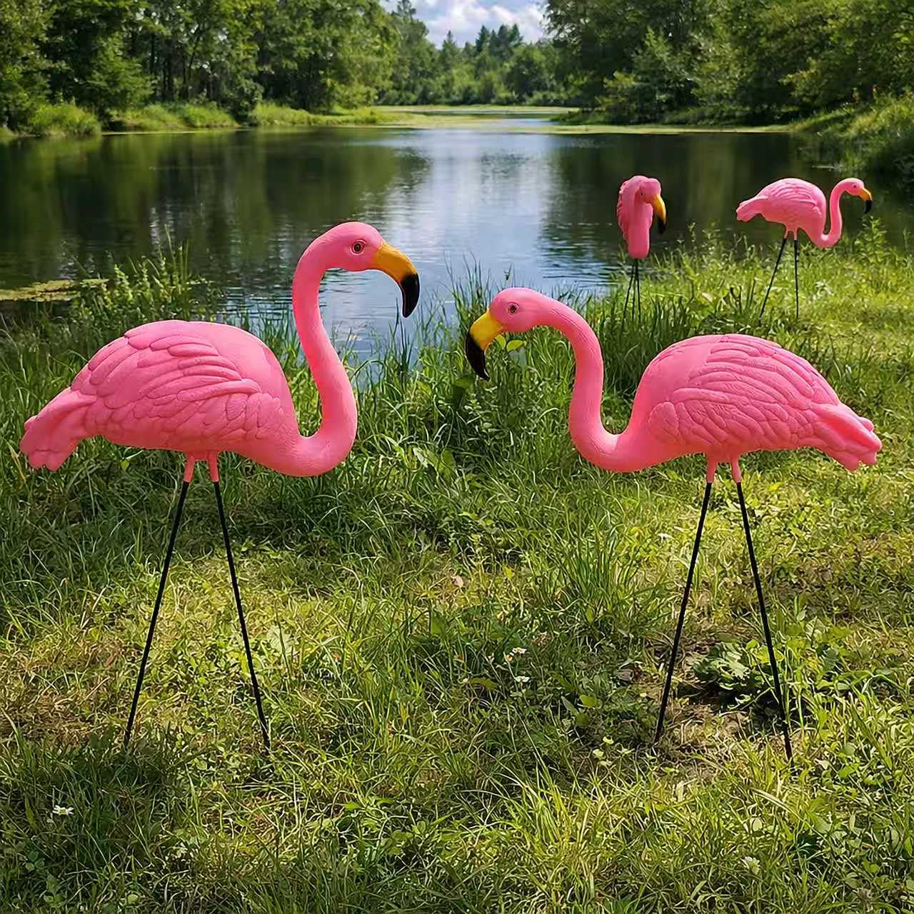 GiftExpress flamingos in party setting providing cheerful outdoor atmosphere
