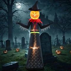GIFTFIND front view of giant pumpkin witch creating dramatic curb appeal