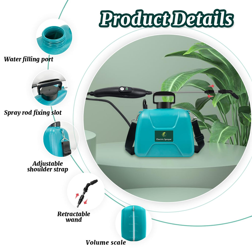 Giftsfaloy sprayer next to water bottle showing compact 1.35 gallon scale