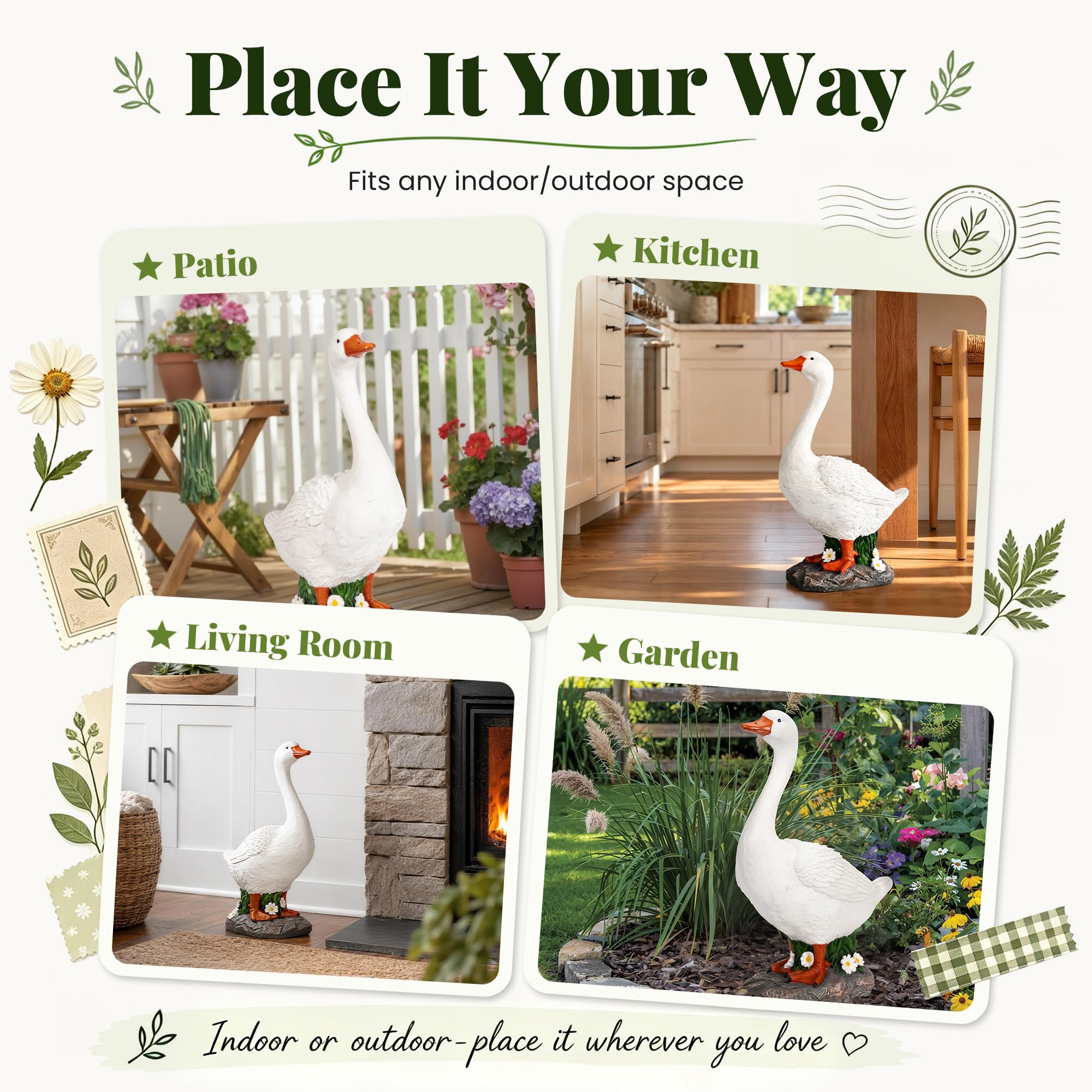 GIGALUMI goose on porch step welcoming guests with farmhouse style