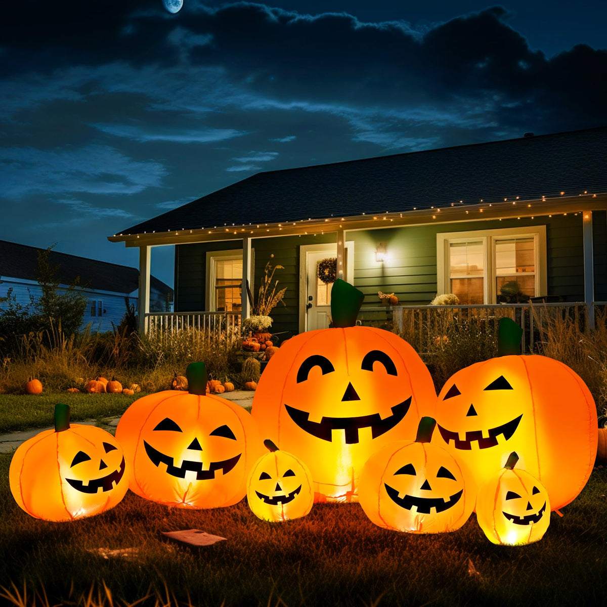 GIGALUMI pumpkin front view showing friendly face and clear curb appeal