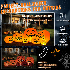 GIGALUMI lit pumpkin at night enhancing visibility and neighborhood appeal