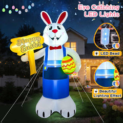GIGLIM detail of bunny holding colorful egg and Happy Easter sign for holiday charm