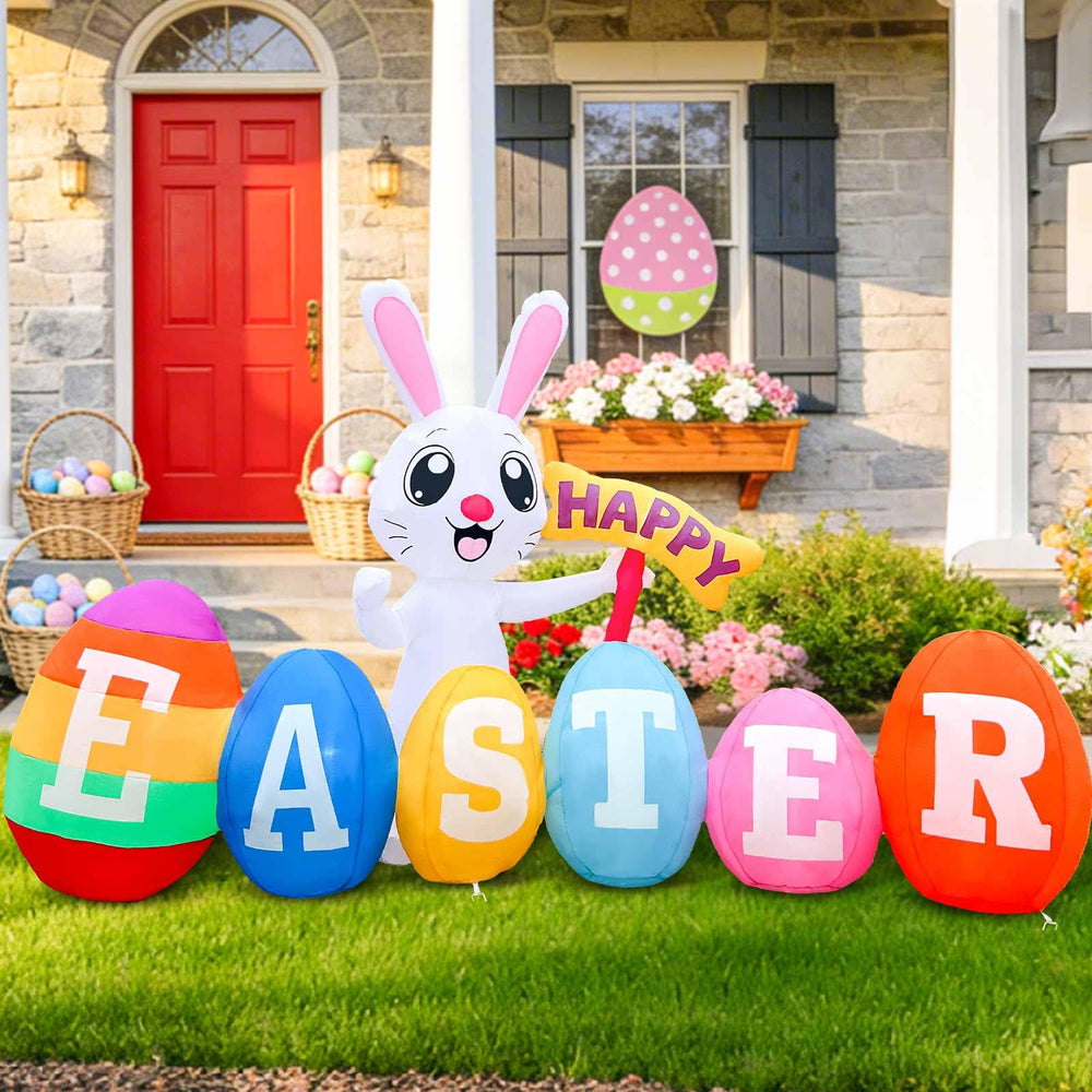 GIGLIM front view of inflatable bunny showing festive curb appeal