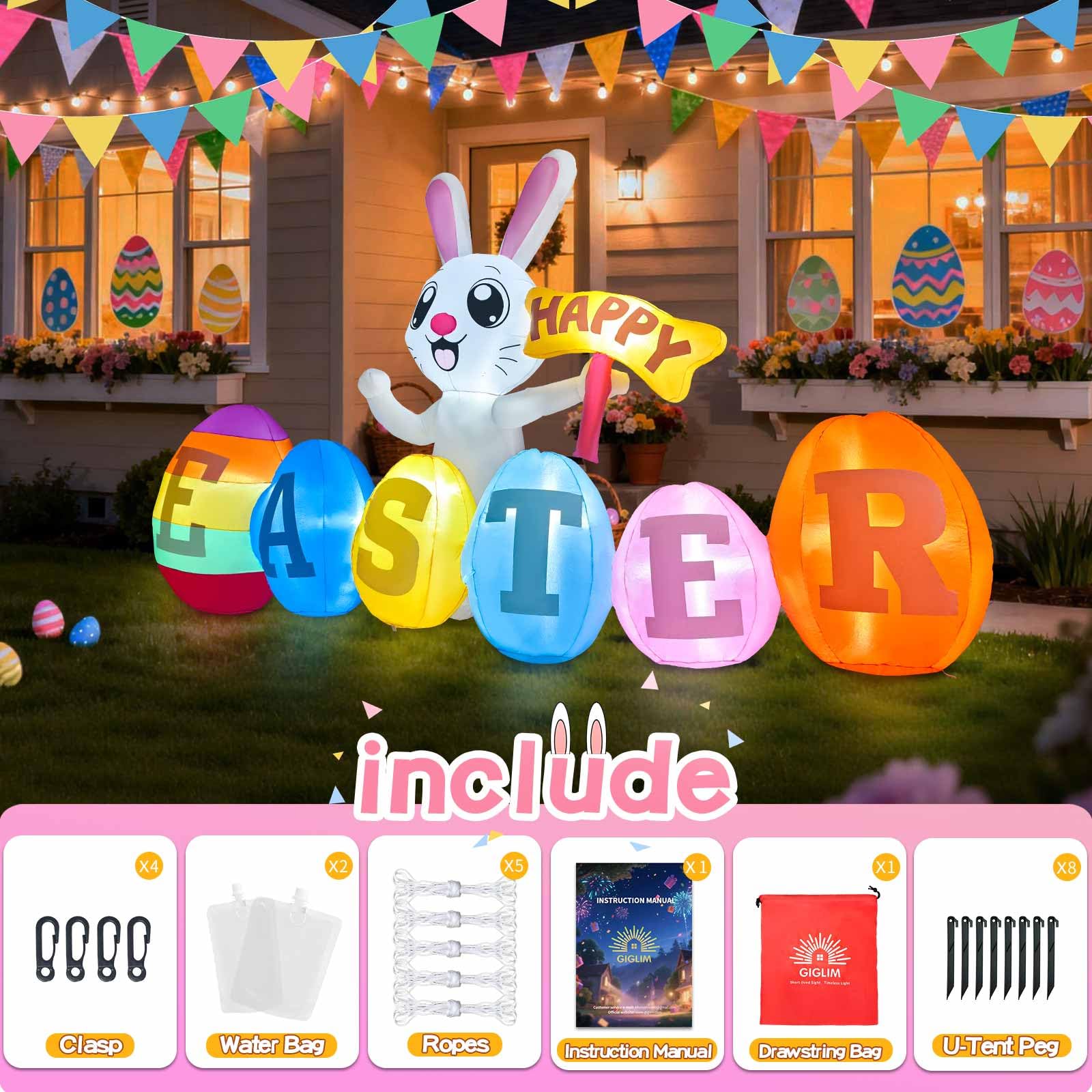 GIGLIM display of bunny beside EASTER letters showing holiday theme