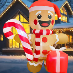 GIGLIM front view of gingerbread man inflatable showing festive curb appeal