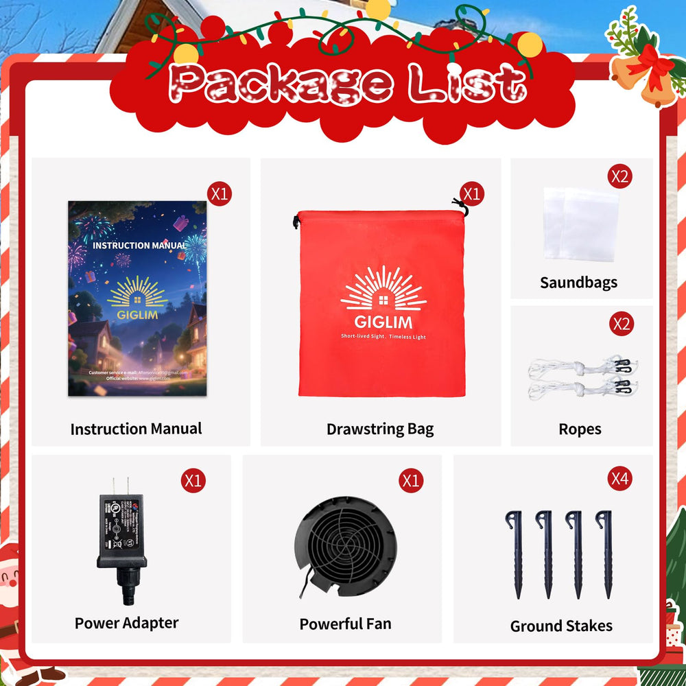 GIGLIM Santa blower and adapter pictured for fast three-minute inflation