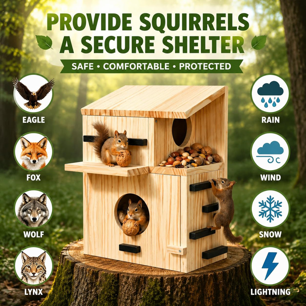 Gihkasd lifestyle scene with squirrel near house showing natural use