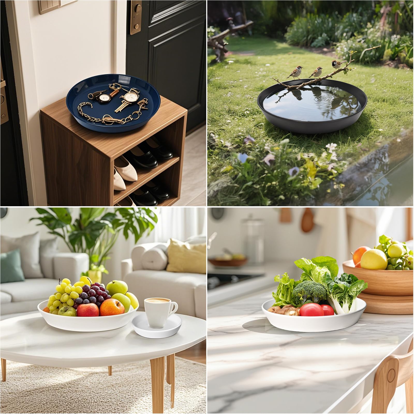 GIKUPOM lifestyle shelf with saucer protecting wood surface