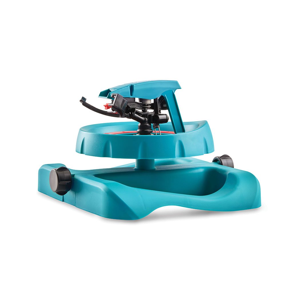 GILMOUR front view of sprinkler showing full unit and base for easy placement