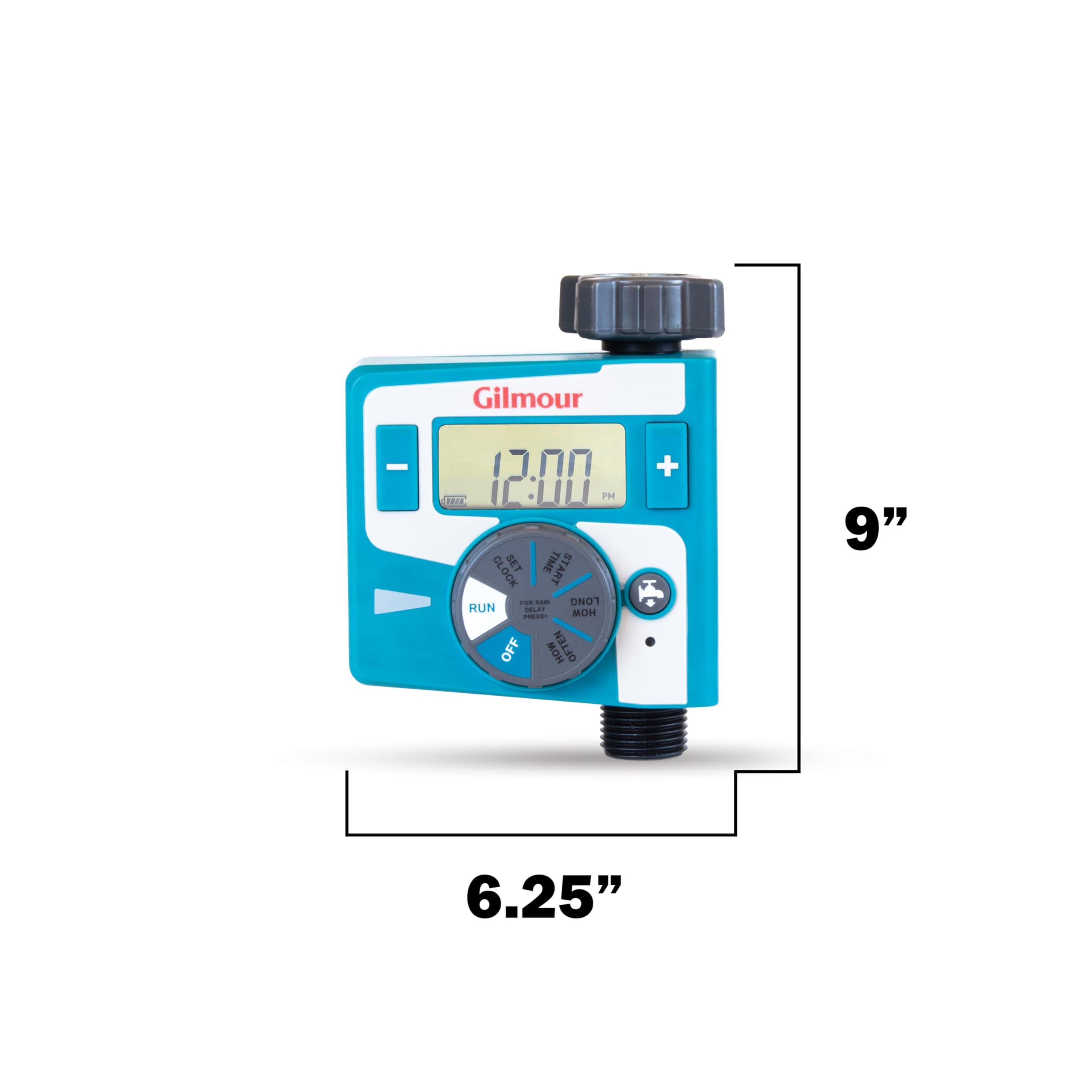 GILMOUR angled LCD display clearly showing programming options for convenience