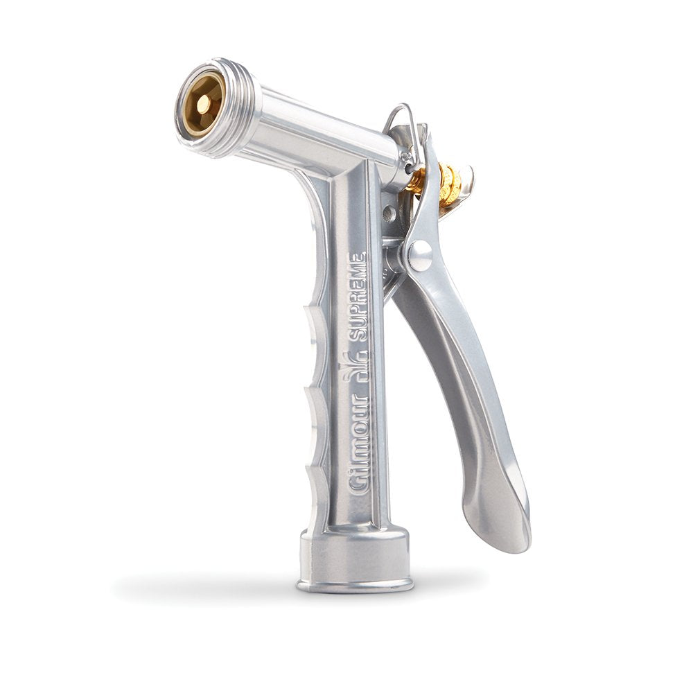 GILMOUR nozzle front packaging showing durable metal front and pack benefit